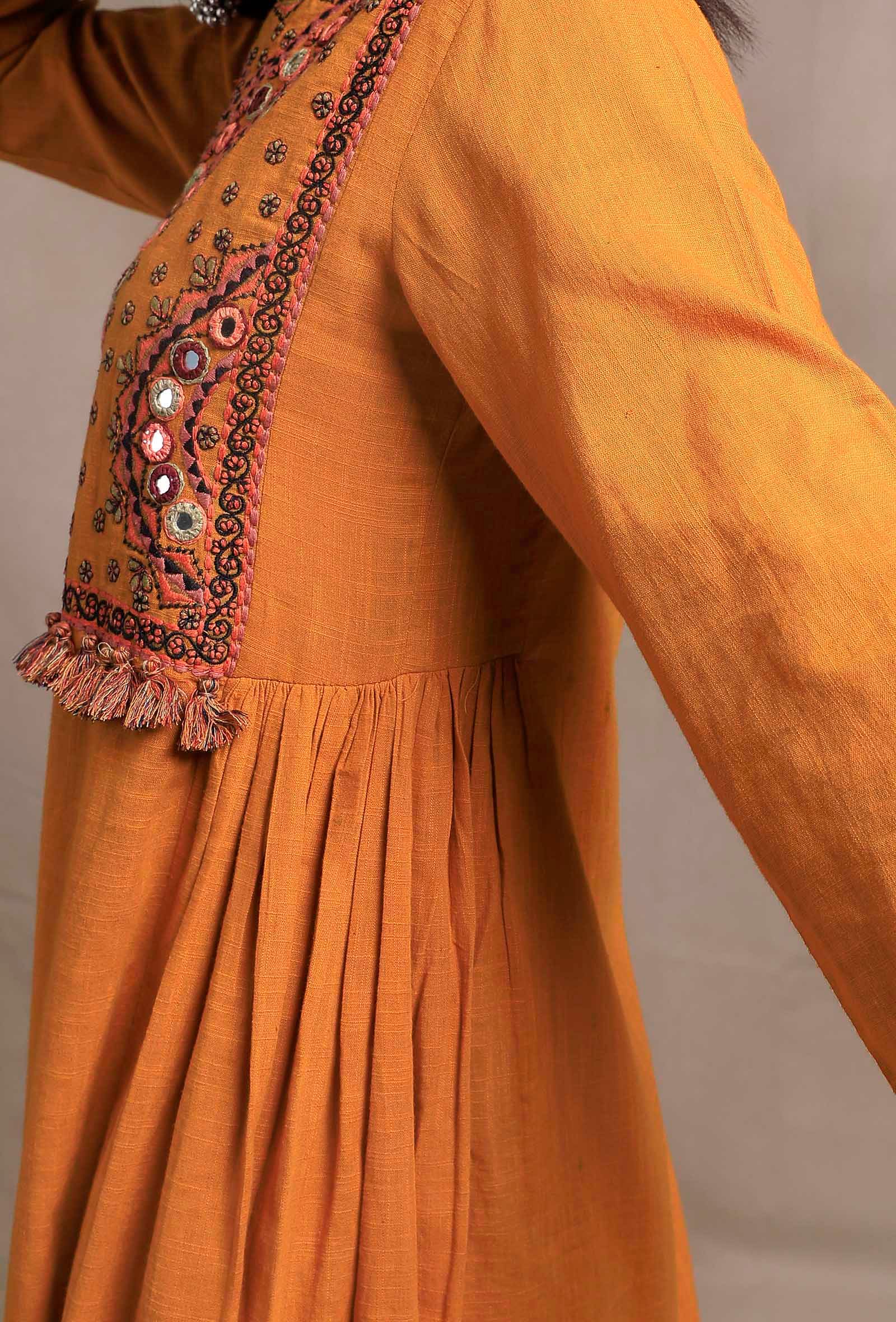Shop Gold gathered dress | The Secret Label | Kalamkari dresses, Long kurti  designs, Kurti designs party wear